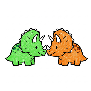 Two Baby Triceratops in a Playful Head-Butt